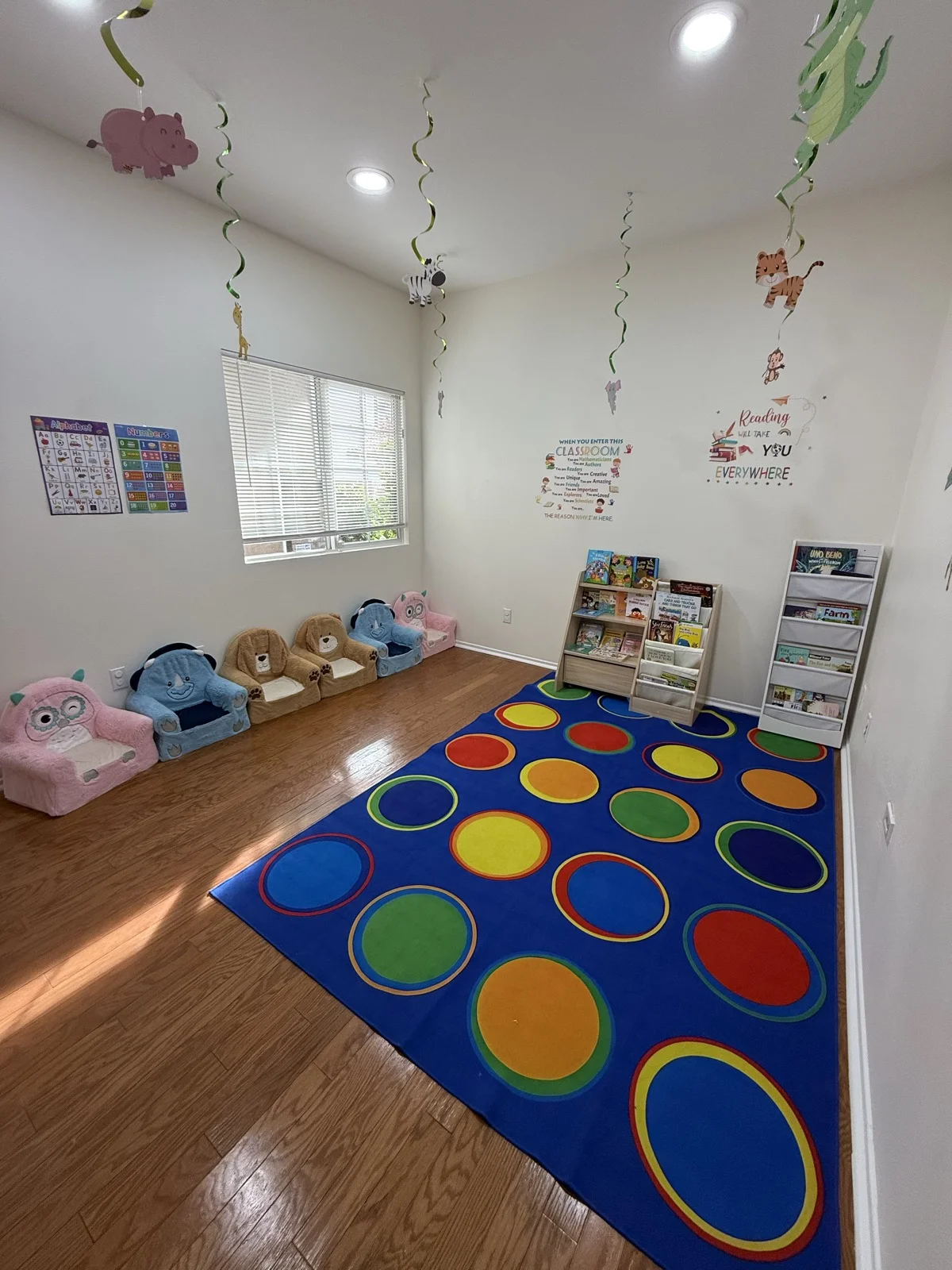Preschool Reading Room with Colorful Rug and Books at Fairy Tale Child Care Palmdale